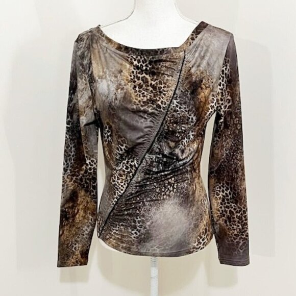 SNO SKINS Tops - Sno Skins Long Sleeve Pullover Animal Print Bias Cut Top Size S
